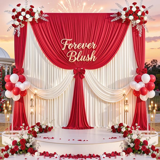 10 ft x 20 ft Wrinkle Free Red Backdrop Curtain - Image 6
