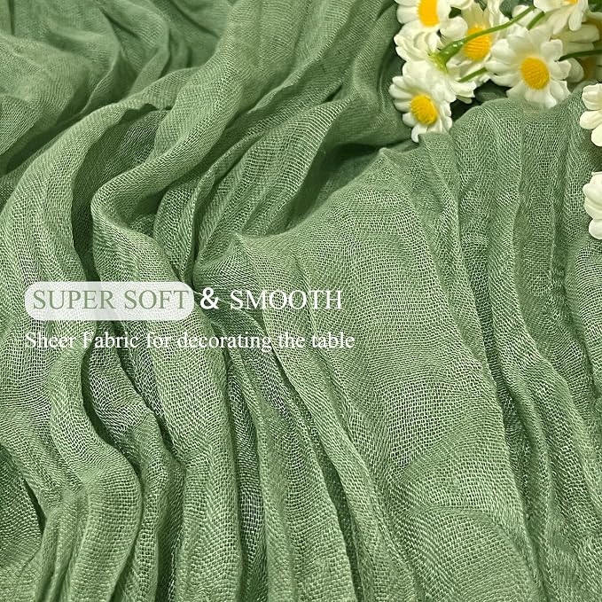 12Pack Sage Green Cheese Cloth Table Runner 20x120 inch Gauze Table Runner | - Image 7