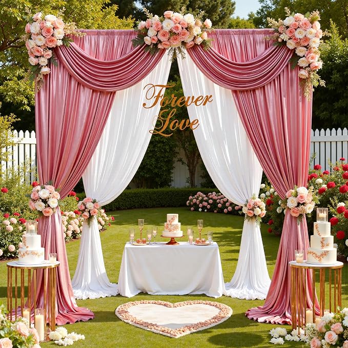20x10ft Shimmer Rose Gold Sequin Backdrop Curtain - Image 3