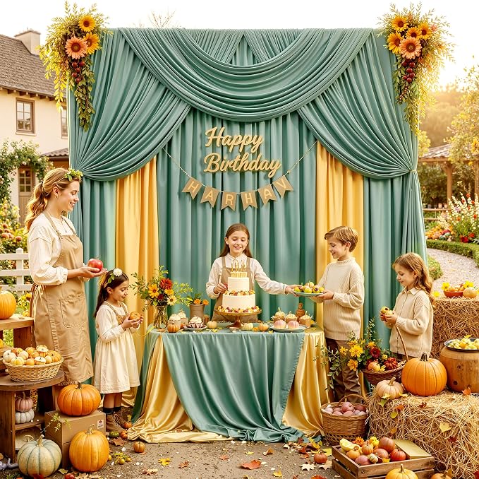 12ft x 10ft Grayish Green Backdrop Curtains - Image 6