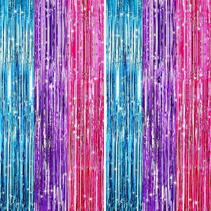 2Pack Blue Purple Pink Party Streamers, Photo Booth Props - Image 7