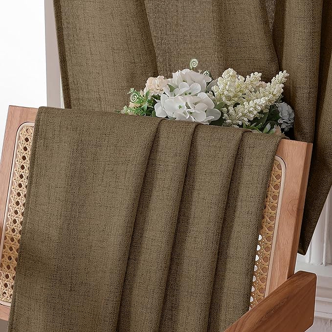 Tollpiz Short Linen Tier Curtains Rod Pocket Semi Sheer Half Kitchen Curtain - Image 6