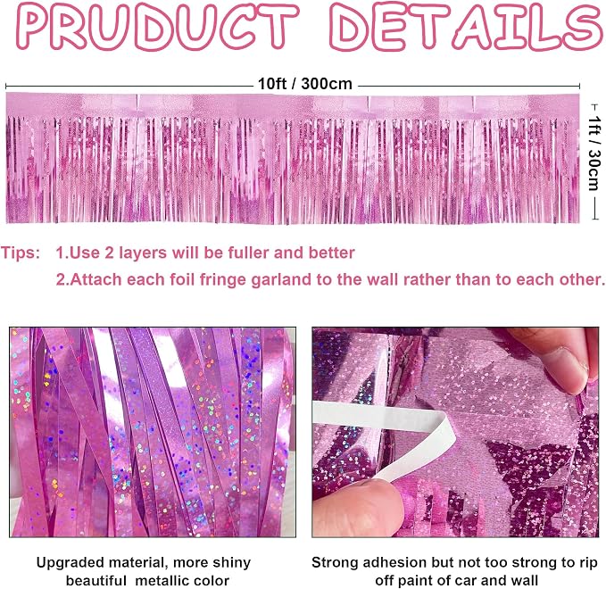 4 Pcak 39 Feet Glitter Pink Parade Float Decorations - Image 2