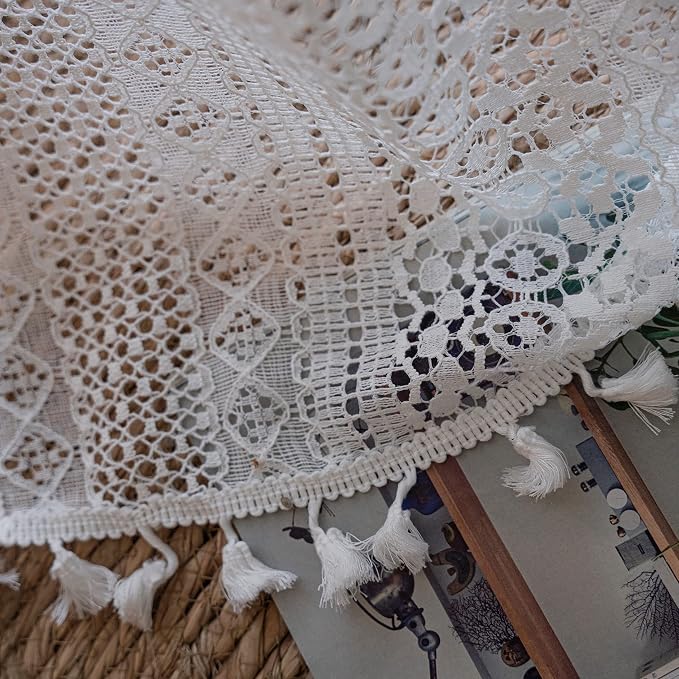 Sutuo Home Boho Sheer Curtain Valance Crochet Lace - Image 6