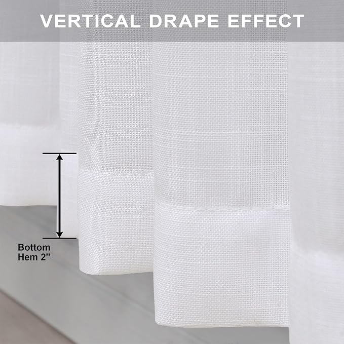 White Linen Curtains 84 Inch Length - Image 6