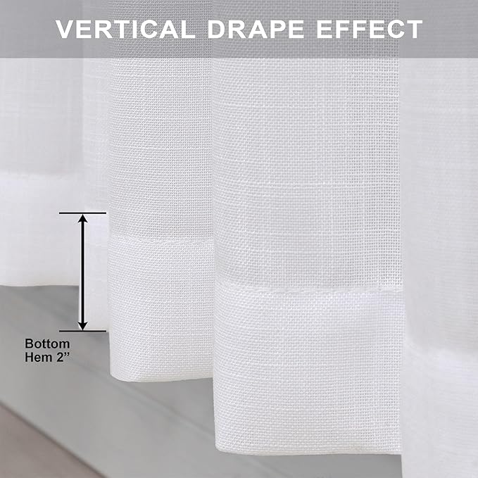 Pitalk White Linen Extra Long Curtains 120 Length - Image 7