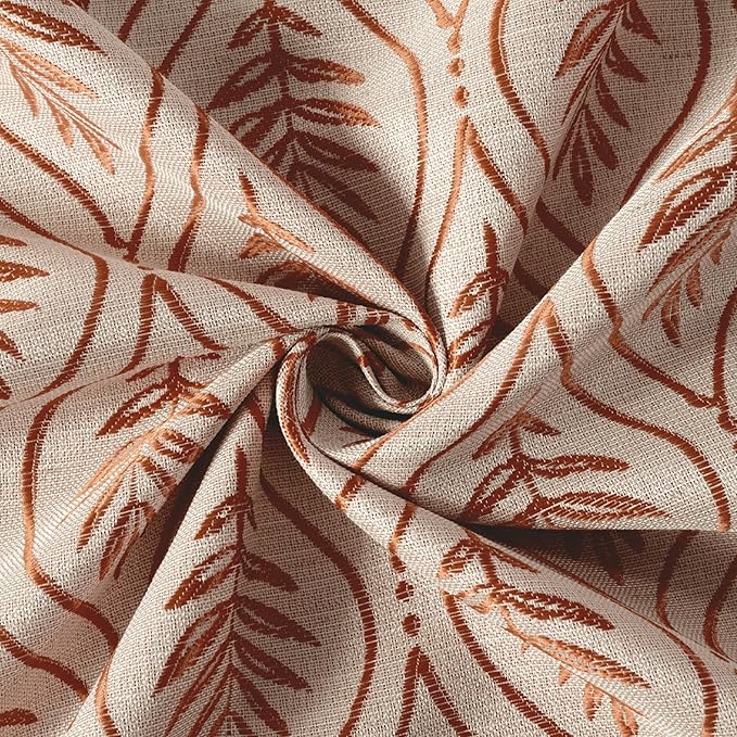 BGment Terracotta Leaf Jacquard Curtains - Image 7