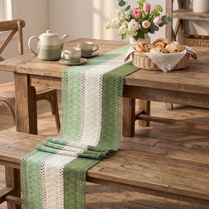 Artoid Mode Sage Beige Green Farmhouse Rustic Table Runner 12x48 Inch | Holiday - Image 5