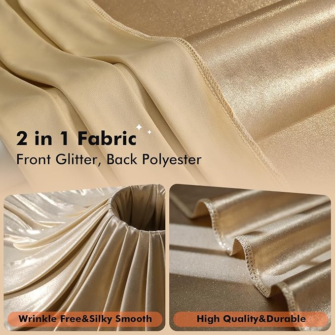 10ftx10ft Champagne Gold Sequin Backdrop Curtain - Image 6