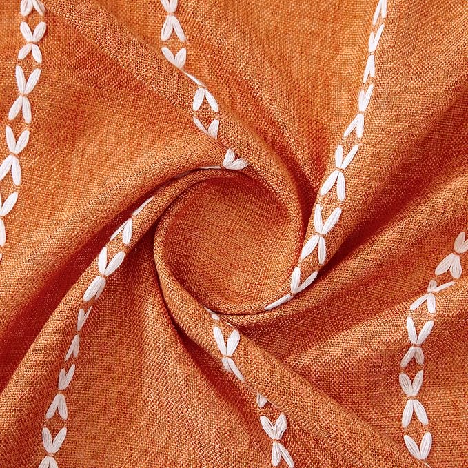 RoomTalks Fall Color Boho Farmhouse Kitchen Curtains 36 Inch Length French - Image 4