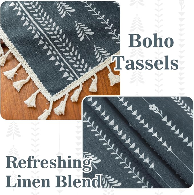 Boho Dark Grey Curtains 63 inch Long - Image 3