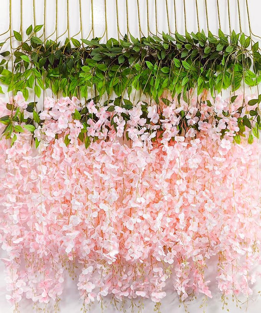 48pcs Artificial Wisteria Flowers 3.6 Feet/Piece Pink Dense Artificial Fake by HanYun