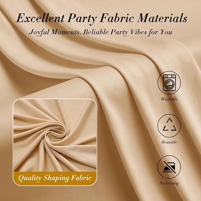 10 ft x 10 ft Wrinkle Free Champagne Backdrop Curtain - Image 6
