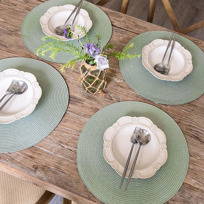 FunWheat Round Braided Placemats Set of 4 Table Mats - Image 6