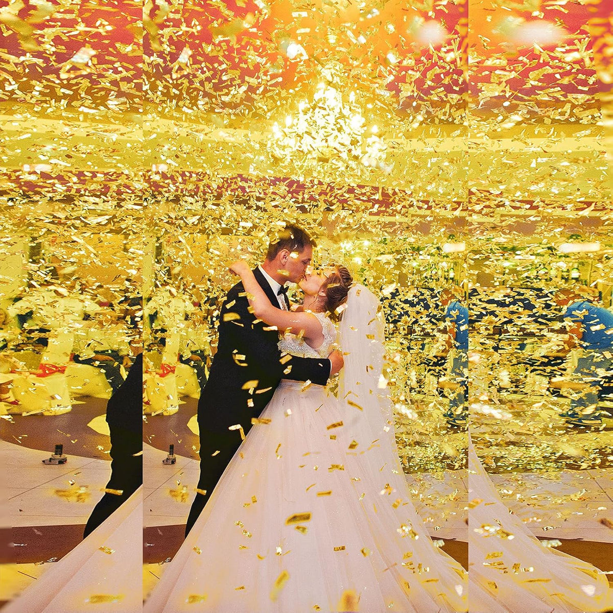 Sumind 200 Grams Gold Silver Large Metallic Confetti Rose Glitter Throwable Table Scatter Foil Confetti for Wedding Birthday Party Baby Shower Graduation Christmas Celebrations(Gold)