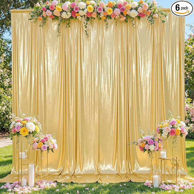 30x12ft Glitter Gold Backdrop Curtains, Sequin Curtains Wrinkle Free Polyester by Gogoparti
