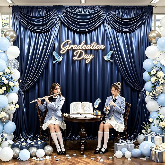 30x10ft Navy Blue Glitter Backdrop Curtain - Image 6