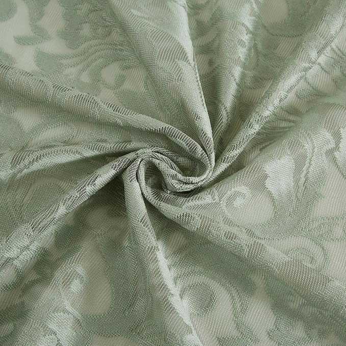 Bujasso Sage Green Lace Pinch Pleat Curtains 84 inch, Vintage Floral Sheer - Image 9