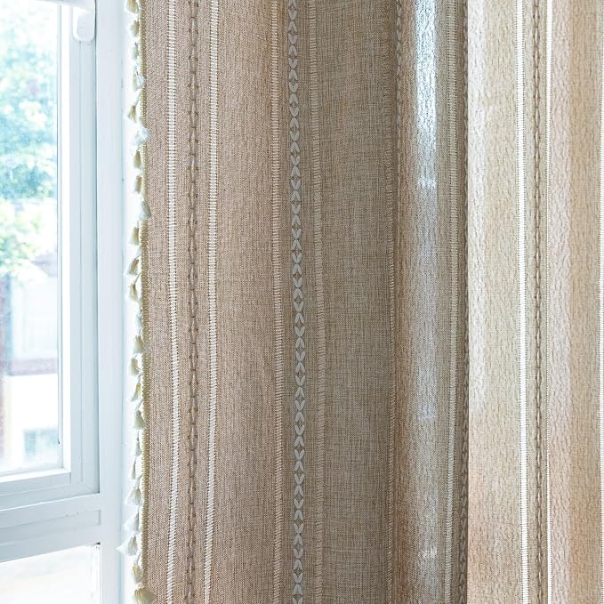Sutuo Home Boho Curtains for Bedroom Living Room 102 Inches Length, Light - Image 3