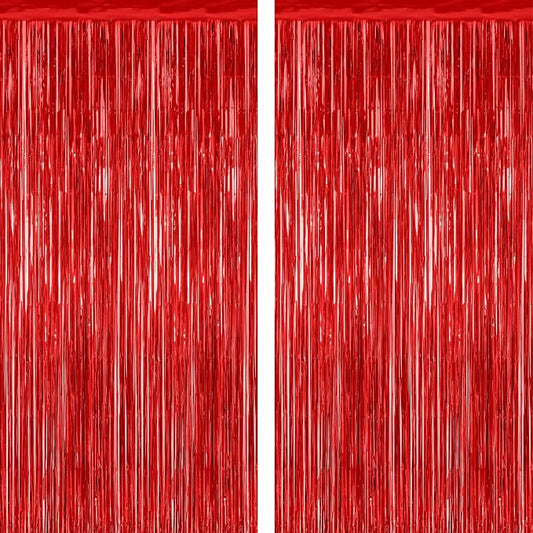 ZATAYE 2 Pack Red Foil Curtain Backdrop Birthday Party Decorations | Red by ZATAYE