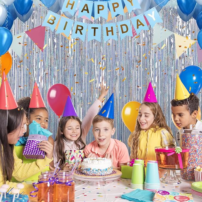 Crosize 2 Pack Laser Silver Party Streamers Backdrop, 3.3 x 9.9 ft | Foil - Image 7