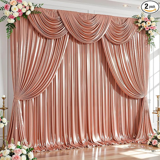 20x10ft Rose Gold Glitter Backdrop Curtain by Partisky