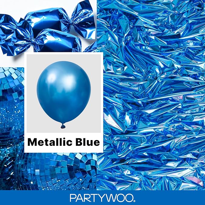 PartyWoo Metallic Blue Balloons 140pcs Chrome Blue Color 18 12 10 5 Inch | 18 - Image 2