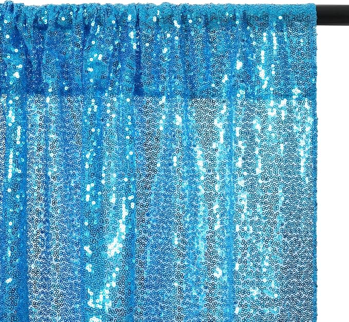 Poise3EHome Turquoise Sequin Backdrop Curtains, 2 Panels Sequin Backdrop - Image 6