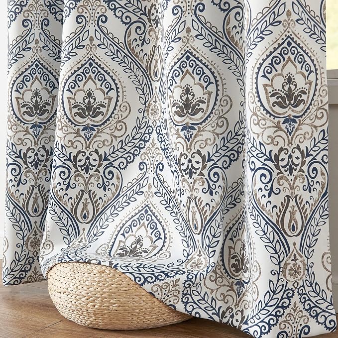 jinchan Yellow Blackout Curtains 96 Inch Damask Vintage Grommet 2 Panels | Room - Image 6