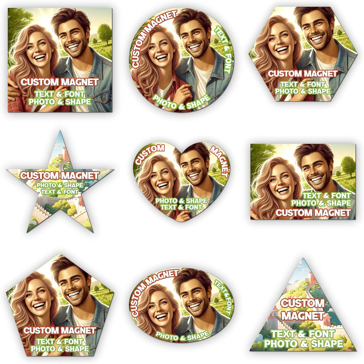 KETABAO – 13" Create Your Own Custom Refrigerator and Car Triangle Photo Magnets - Personalized Decorative Magnetic Frames