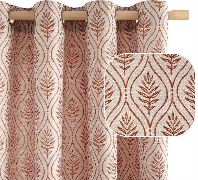 BGment Terracotta Leaf Jacquard Curtains by BGment