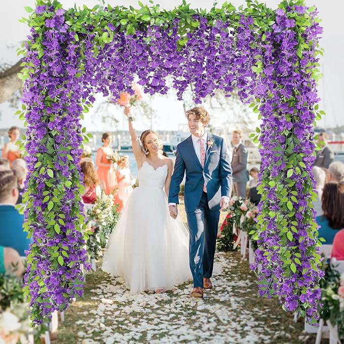 Findosom 5Pcs Total 36FT Wisteria Artificial Flowers Garland - Image 3