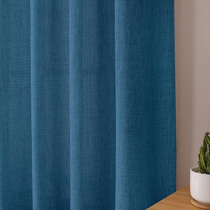 Tollpiz Short Linen Curtain Living Room Rod Pocket Semi Sheer Curtains Burlap - Image 8