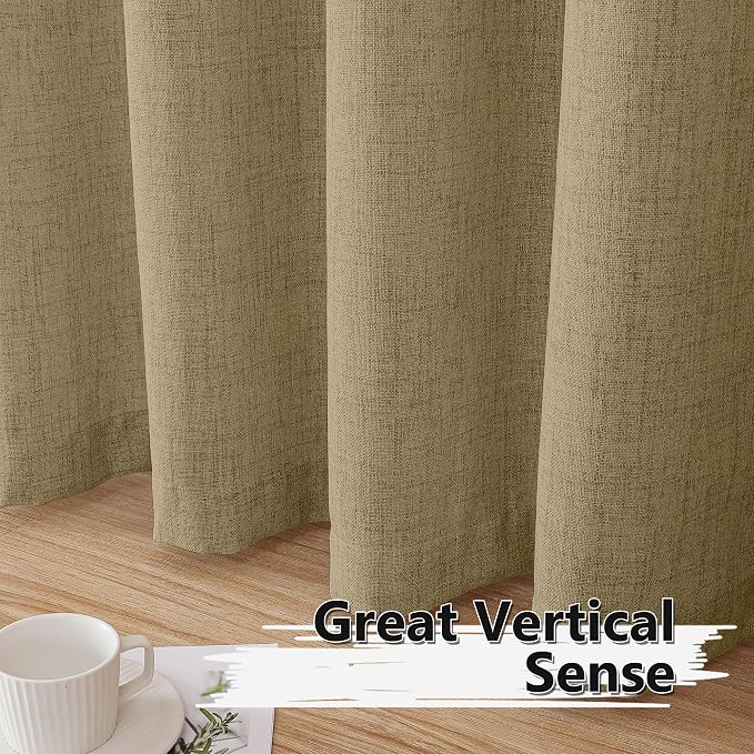 Tollpiz Linen Tier Curtains Rod Pocket Semi Sheer Short Kitchen Curtain Half - Image 4
