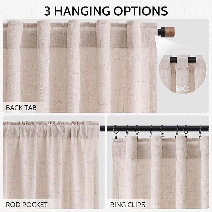 Natural White Linen Curtains 84 Inch Length - Image 2