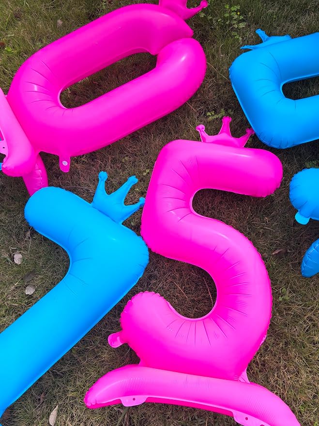 Fluorescent Pink Crown Number 4 Foil Balloon Neon Glow In The Dark Balloon | - Image 5
