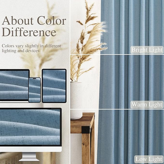 Blue Curtains 132 Inches Long 2 Panels - Image 4