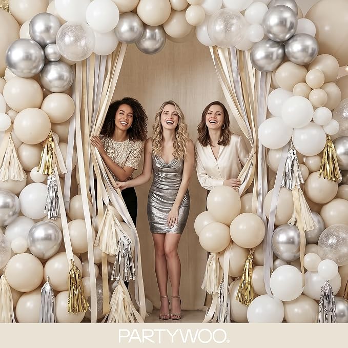 PartyWoo White Sand Balloons 152pcs Different Sizes of 18 12 10 5 Inch Off - Image 5