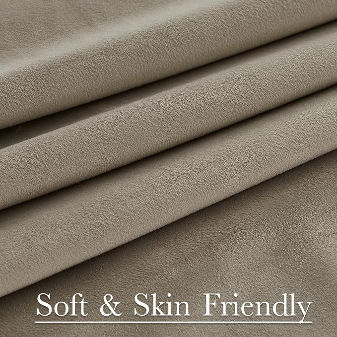 Camel Beige Velvet Curtains Back Tab Thermal Insulated Privacy Room Divider - Image 7