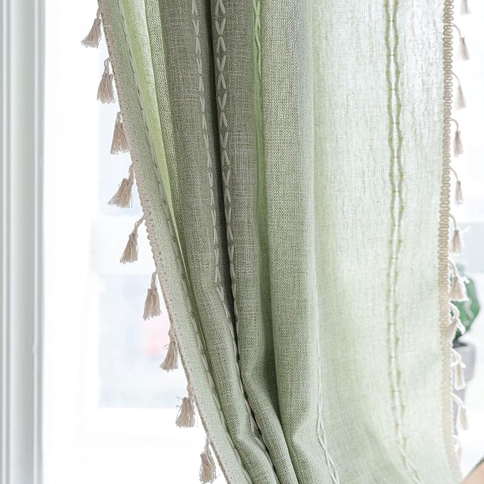 Sutuo Home Sage Green Boho Curtains 72 inch Long - Image 3