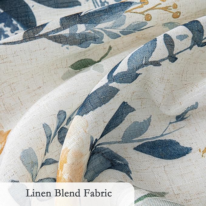 MYSKY HOME Floral Linen Curtains 84 Inch Long Set of 2 - Image 5