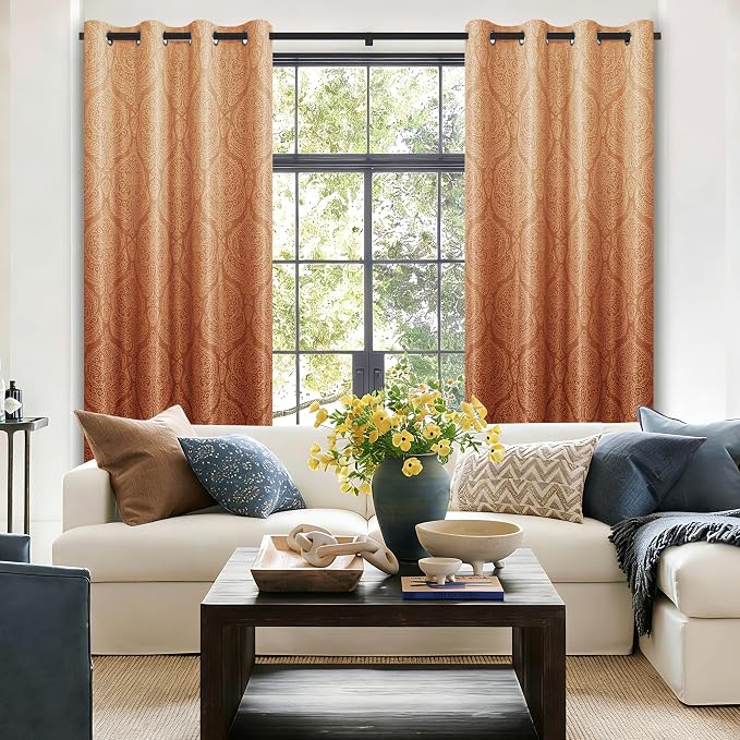 DWCN Burnt Orange Blackout Curtains - Image 2