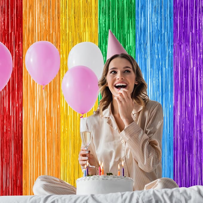 ZATAYE 8 Pack Rainbow Kindergarten Foil Curtain Streamer Decorations | Rainbow - Image 6