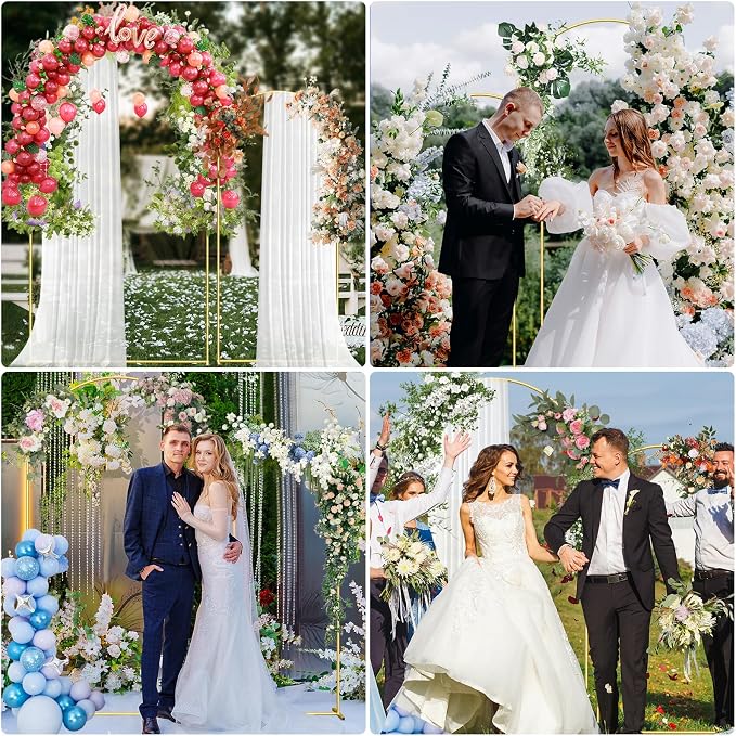 6.6FT Metal Arch Backdrop Stand Gold Balloon Arch Frame - Image 6