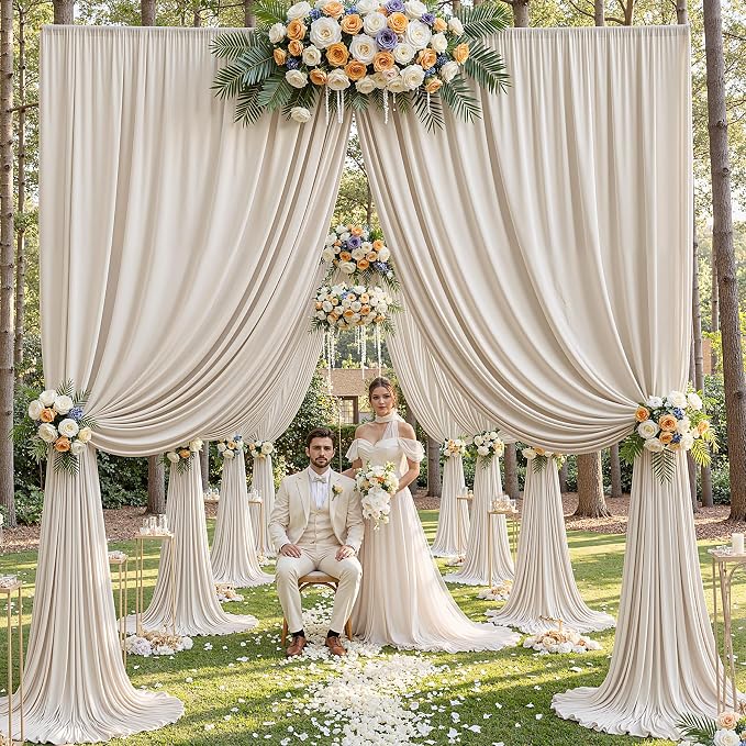 30×12ft Wrinkle Free Beige Backdrop Curtain - Image 6