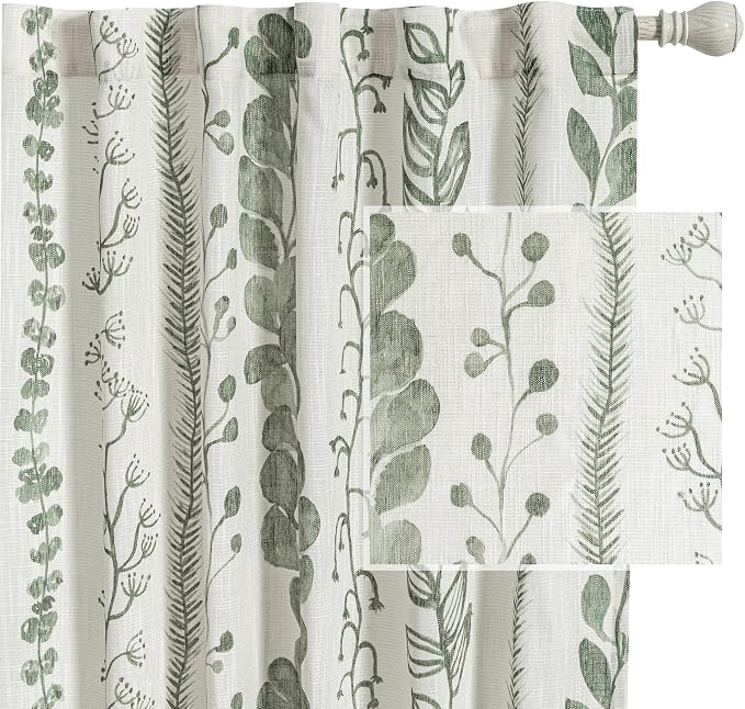 Sage Green Curtains 95 Inches Length 2 Panels Boho Curtains by MEETSKY