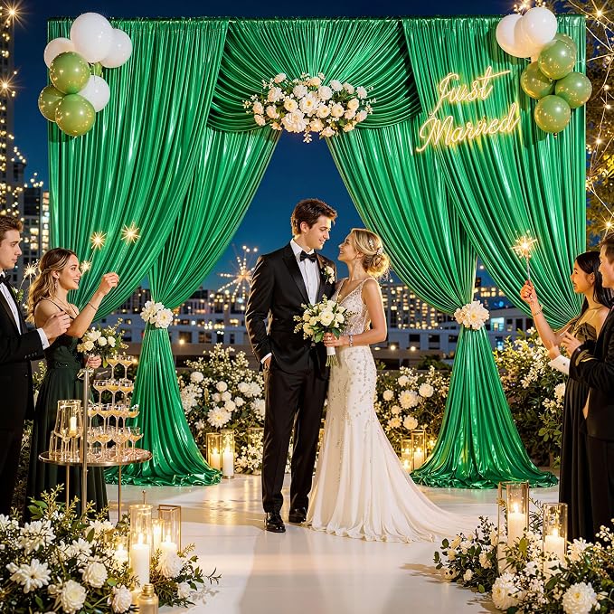 20x10FT Green Sequin Backdrop Curtain - Image 4