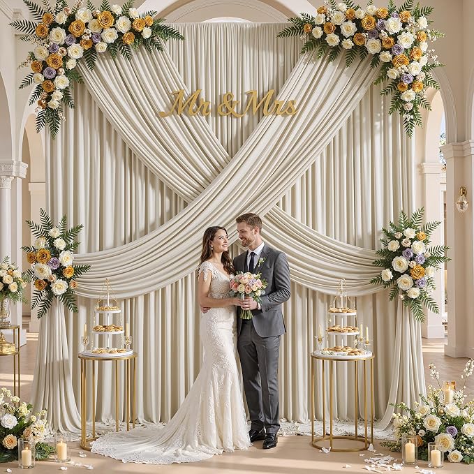 50×12ft Wrinkle Free Beige Backdrop Curtain - Image 5