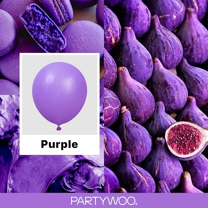 PartyWoo Purple Balloons 152pcs Different Sizes of 18 12 10 5 Inch Purple - Image 2