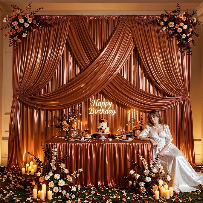 20x10ft Terracotta Glitter Backdrop Curtain - Image 6